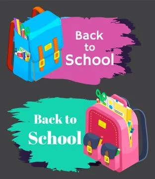 Colored School Backpack Back to School Illustrazione stock