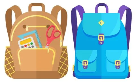 Colored School Backpack Back to School Illustrazione stock