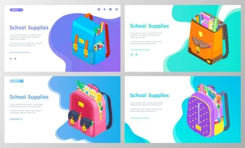 Colored School Backpack Back to School Illustrazione stock