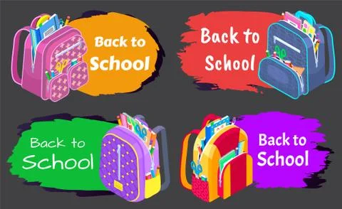 Colored School Backpack Back to School Illustrazione stock