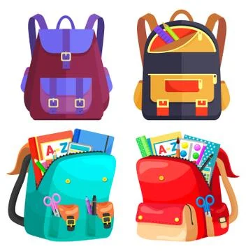Colored School Backpack Back to School Illustrazione stock