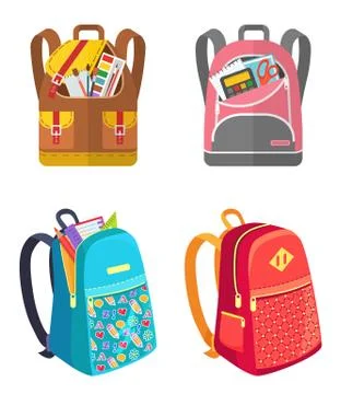 Colored School Backpack Back to School Stock Illustration