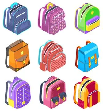Colored School Backpack Back to School Stock Illustration