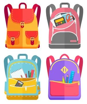 Colored School Backpack Back to School Stock Illustration