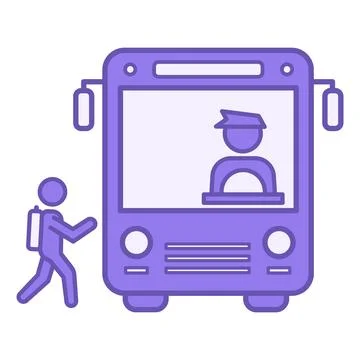 Colored School Bus Icon. Vector Icon. School Bus with Driver and Schoolchil.. Stock-Illustration