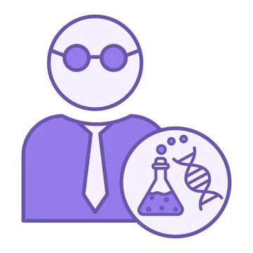 Colored Scientist Teacher Icon. Vector Illustration. Professor with Glasses.. Stock-Illustration
