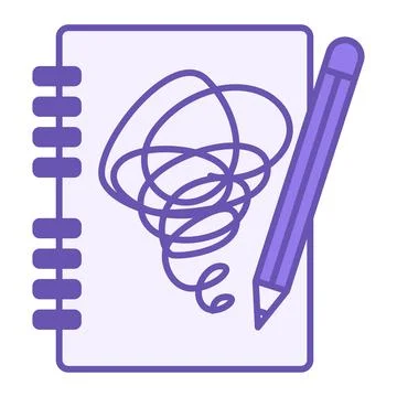 Colored Scribble Icon. Vector Icon. Jagged Lines Drawn on a Notepad and Pen.. Stock Illustration