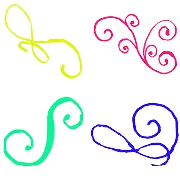 Colored Scrolls On White Simple Pattern Illustrazione stock