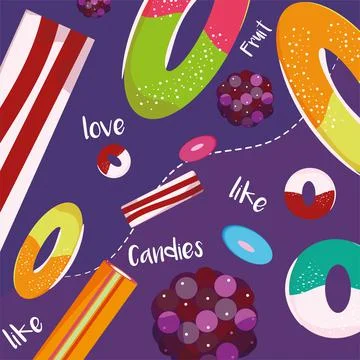 Colored seamless pattern background with different candies Vector Stock Illustration