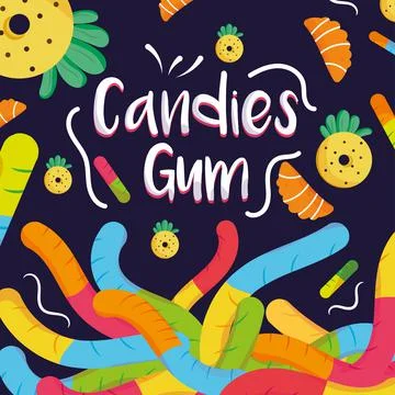 Colored seamless pattern background with gum candies Vector Stock Illustration