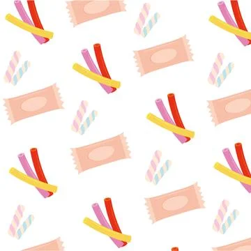 Colored seamless pattern background with marshmallow candies Vector Stock Illustration