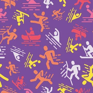 Colored seamless pattern background with sport icons Vector Stock Illustration
