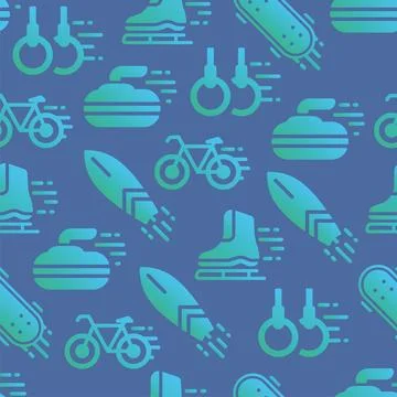 Colored seamless pattern background with sport icons Vector Stock Illustration