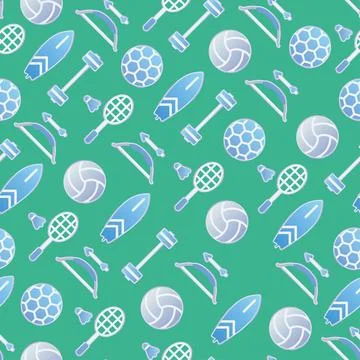 Colored seamless pattern background with sport icons Vector Stock Illustration