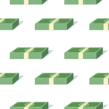 Colored seamless pattern from bundles of money. Stock Illustration