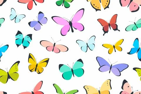 Colored seamless pattern butterfly Stock Illustration