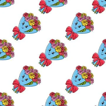 Colored seamless pattern. Cartoon style. Hand drawn. Vector illustration isol イラスト素材