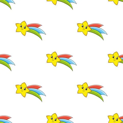 Colored seamless pattern. Cartoon style. Hand drawn. Vector illustration isol Stock Illustration