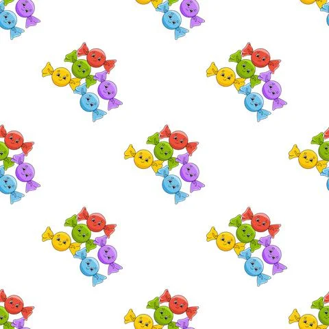 Colored seamless pattern. Cartoon style. Hand drawn. Vector illustration isol Stock Illustration