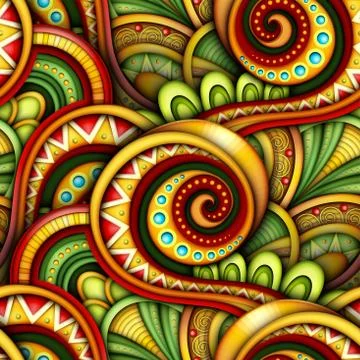 Colored Seamless Pattern with Ethnic Motifs Stock Illustration