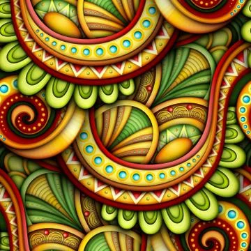 Colored Seamless Pattern with Ethnic Motifs. Endless Texture with Abstract De Stock Illustration
