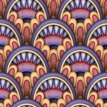 Colored Seamless Pattern with Ethnic Motifs Stock Illustration