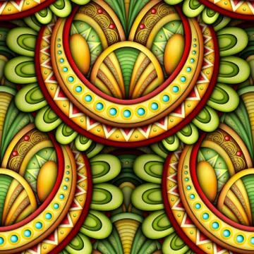Colored Seamless Pattern with Ethnic Motifs Stock Illustration