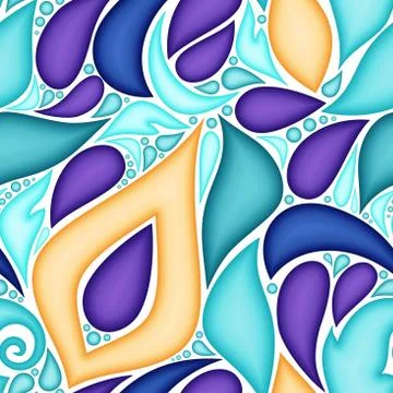 Colored Seamless Pattern with Floral Ethnic Motifs Stock Illustration