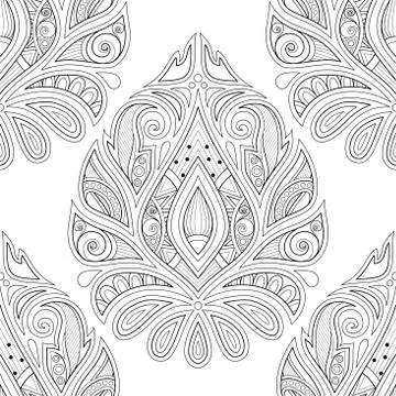 Colored Seamless Pattern with Floral Ethnic Motifs Illustrazione stock