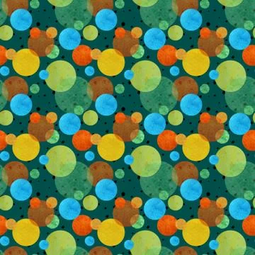 Colored seamless pattern with flowers and circles Illustrazione stock