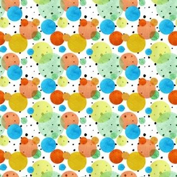 Colored seamless pattern with flowers and circles 스톡 일러스트