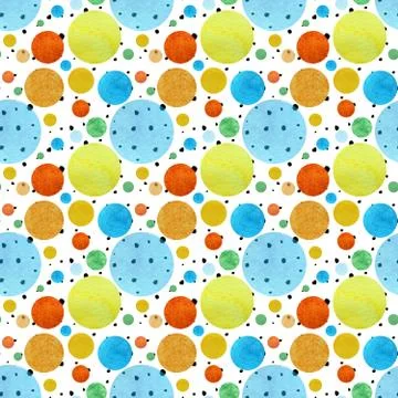 Colored seamless pattern with flowers and circles Stock Illustration