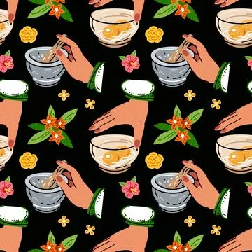 Colored seamless pattern of food and drink. For the menu Stock Illustration