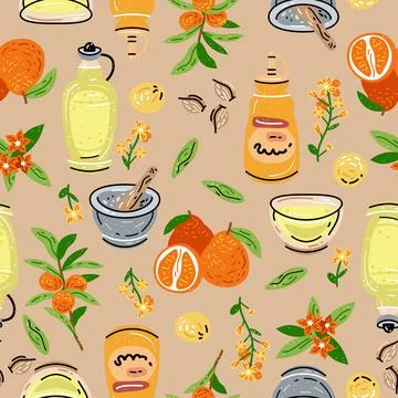 Colored seamless pattern of food and drink. For the menu Illustrazione stock