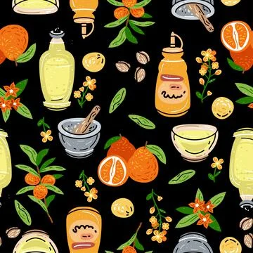 Colored seamless pattern of food and drink. For the menu Stock Illustration