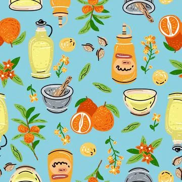 Colored seamless pattern of food and drink. For the menu Illustrazione stock