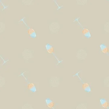 Colored seamless pattern. with glass of champagne. Print alcoholic drink. Stock Illustration