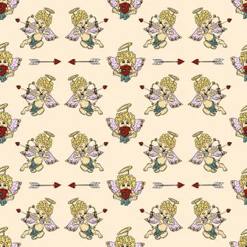 Colored seamless pattern illustration 2 in the style of childrens scribbles o Illustrazione stock