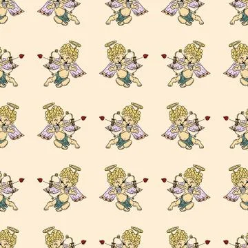 Colored seamless pattern illustration in the style of childrens scribbles on Illustrazione stock