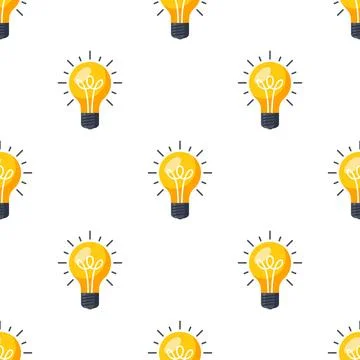 Colored seamless pattern with light bulb icons. Stock Illustration