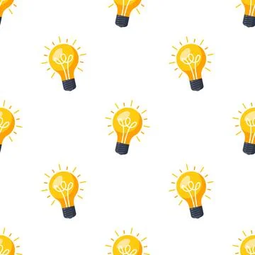 Colored seamless pattern with stylish light bulbs. Stock Illustration