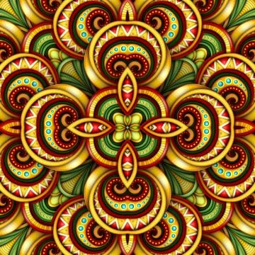 Colored Seamless Tile Pattern, Fantastic Kaleidoscope Illustrazione stock