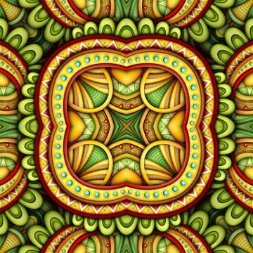Colored Seamless Tile Pattern, Fantastic Kaleidoscope Stock Illustration