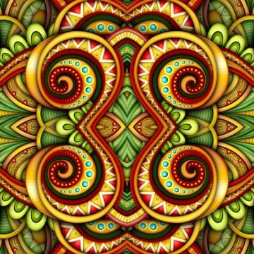 Colored Seamless Tile Pattern, Fantastic Kaleidoscope Stock Illustration