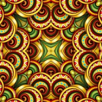 Colored Seamless Tile Pattern, Fantastic Kaleidoscope Stock Illustration