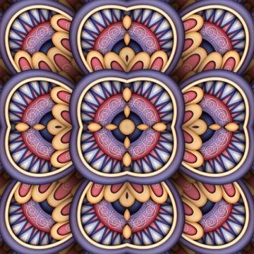 Colored Seamless Tile Pattern, Fantastic Kaleidoscope Illustrazione stock