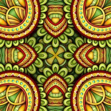 Colored Seamless Tile Pattern, Fantastic Kaleidoscope Illustrazione stock