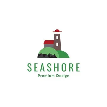 Colored seashore with lighthouse logo symbol icon vector graphic design ill.. Stock Illustration