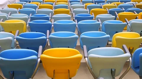 Colored Seating rows in the Maracana stadium in Rio de Janeiro, Brazil Stock Footage 44532503