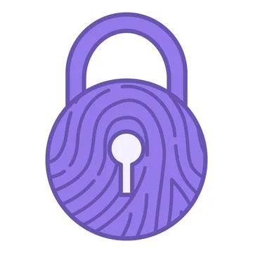 Colored Security Icon. Vector Illustration. Padlock and Fingerprint. Cybers.. Stock Illustration